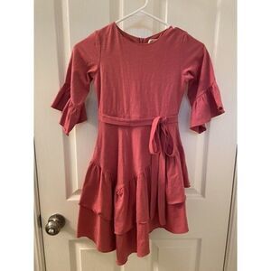 Joyfolie Mia Joy Dress Tiered Ruffle Bell Sleeves Side Bow Tie Girls Size 8